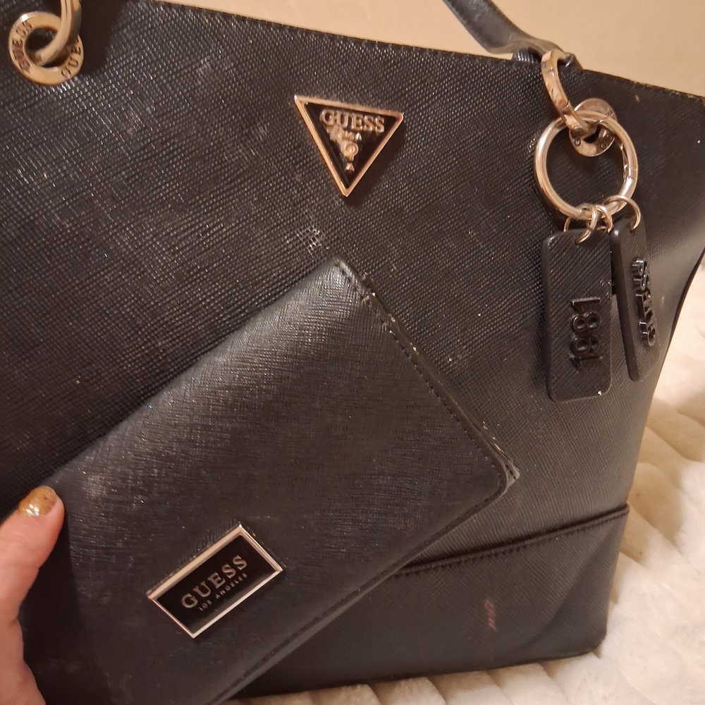 Guess Black Tote and Wallet Set